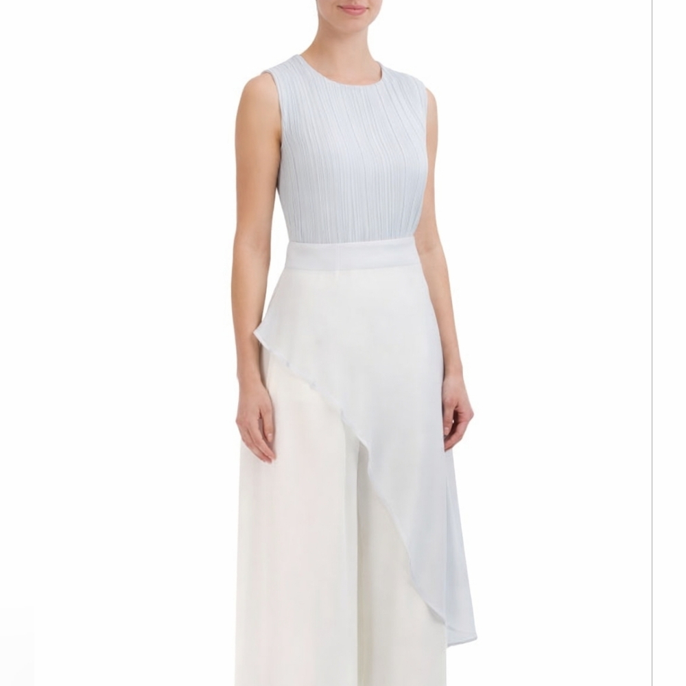 BCBGMAXAZRIA Pleated Blue Asymmetrical Sleeveless Top NWT Size S